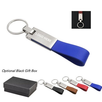 PU Leather Keychain with Zinc Alloy Tag
